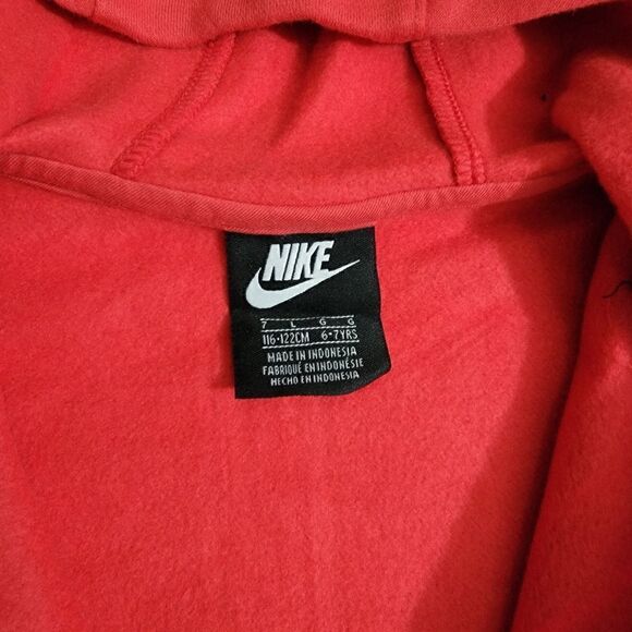 Nike Sportswear NSW Jacket Hoodie Black Red White Club Fleece Unisex Kids Size 7 - Picture 8 of 8